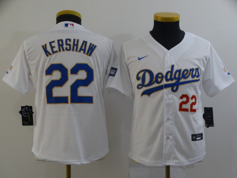 Youth Dodgers 22 Clayton Kershaw White Nike 2021 Gold Program Cool Base Jersey,We sell and wholesale Youth Dodgers 22 Clayton Kershaw White Nike 2021 Gold Program Cool Base Jersey on line form chian!